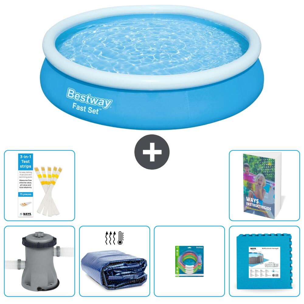 BESTWAY Basen Fast Set Okrągły - 366x76 cm - 7-częściowy S229