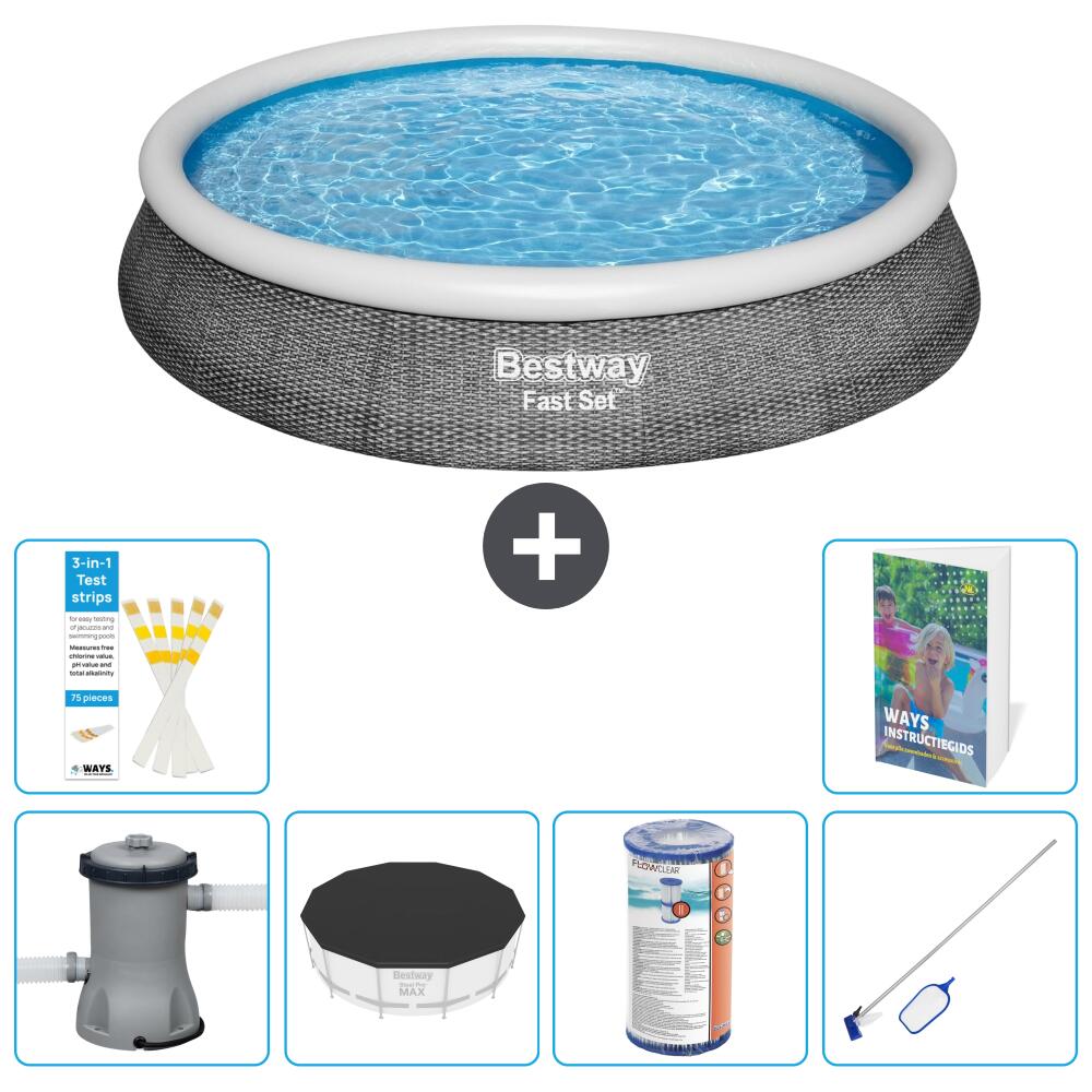 BESTWAY Basen Fast Set Okrągły - 396x84 cm - 7-częściowy S304