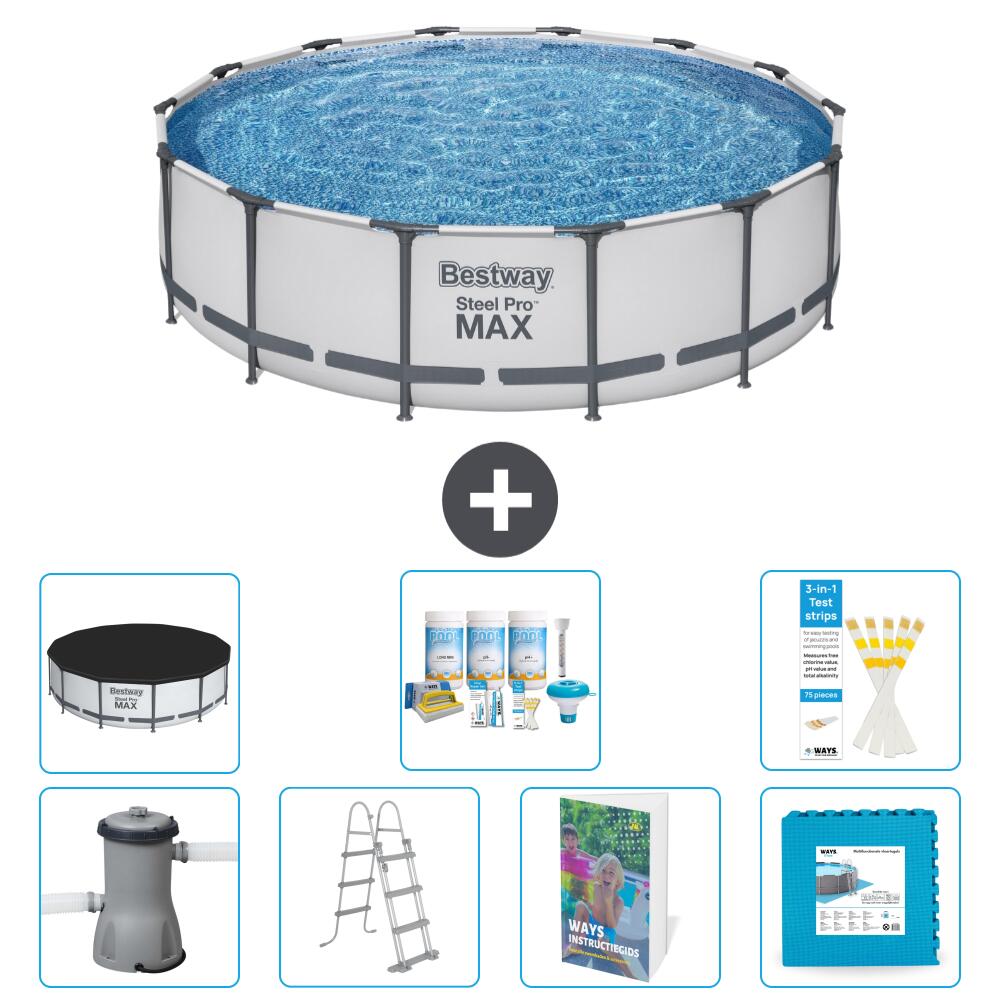 BESTWAY Basen Steel Pro MAX Okrągły - 427x122 cm - 8-częściowy S536
