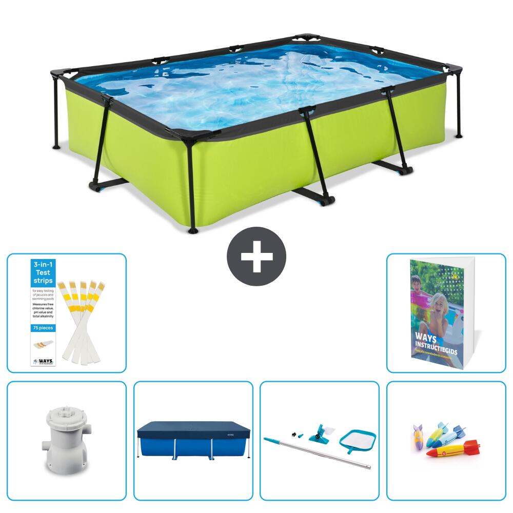 EXIT TOYS Basen Prostokątny - 300x200x65 cm - 7-częściowy S299
