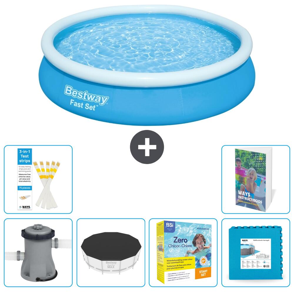 BESTWAY Basen Fast Set Okrągły - 366x76 cm - 7-częściowy S276