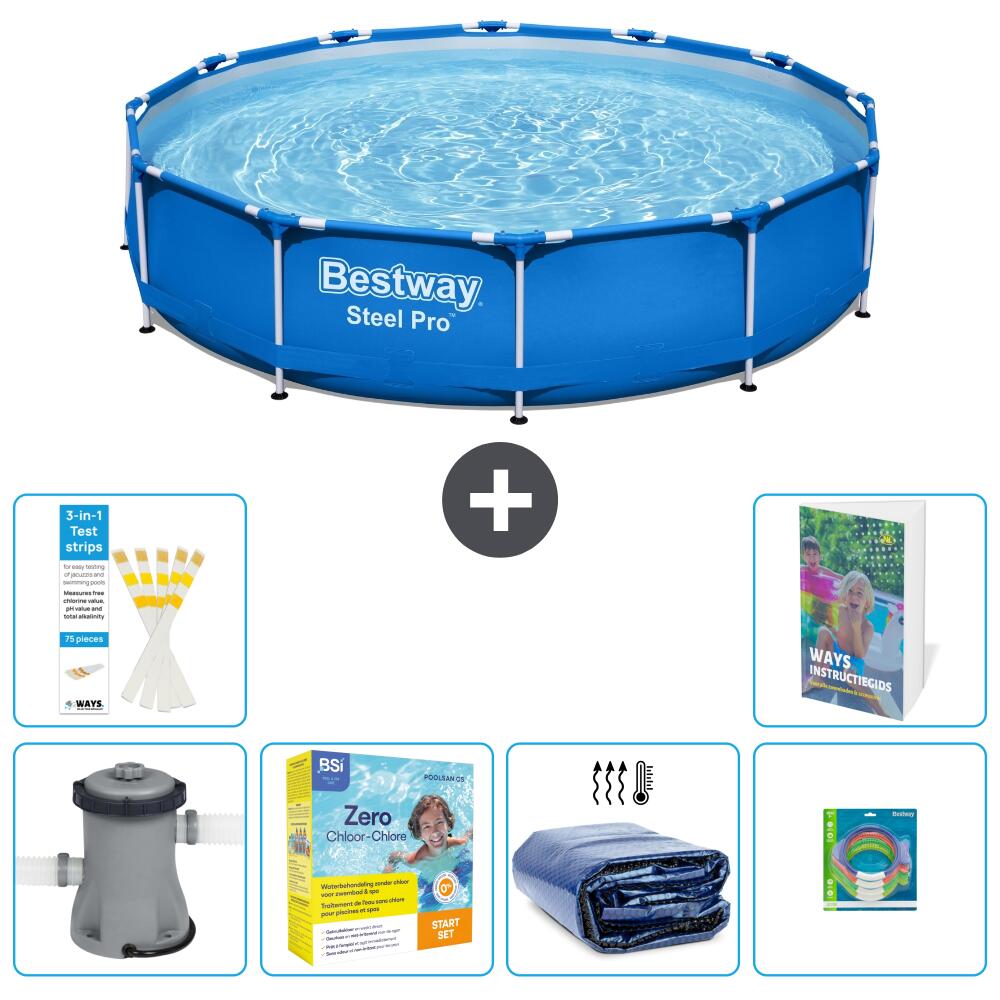 BESTWAY Basen Steel Pro Okrągły - 366x76 cm - 7-częściowy S181