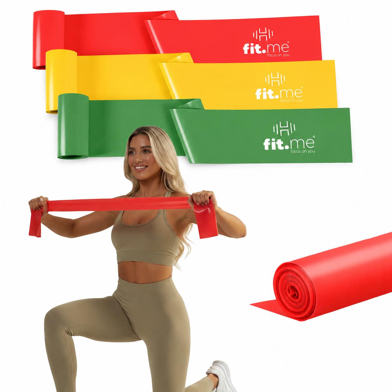 Zestaw 3 Gum Do Ćwiczeń Taśmy Rehabilitacyjne Fit.me 150cm x 15cm