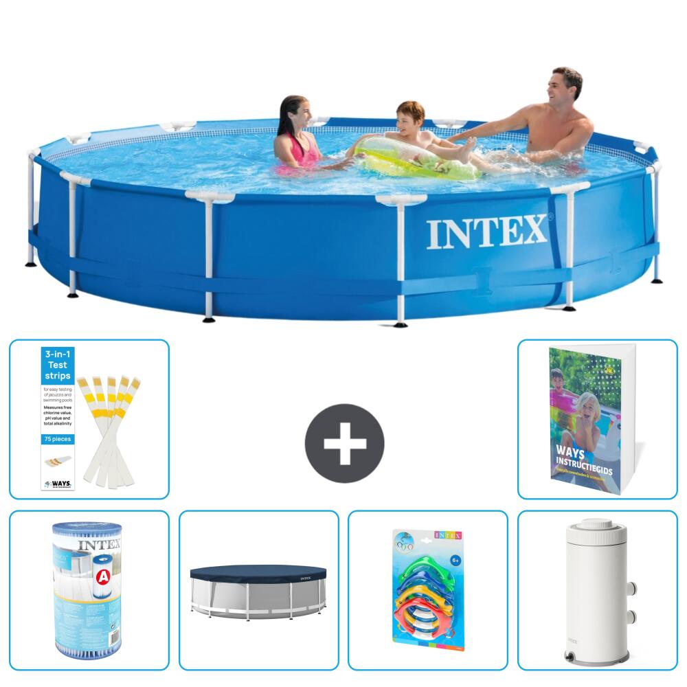 INTEX Basen ze stelażem Okrągły - 366x76 cm - 7-częściowy S126