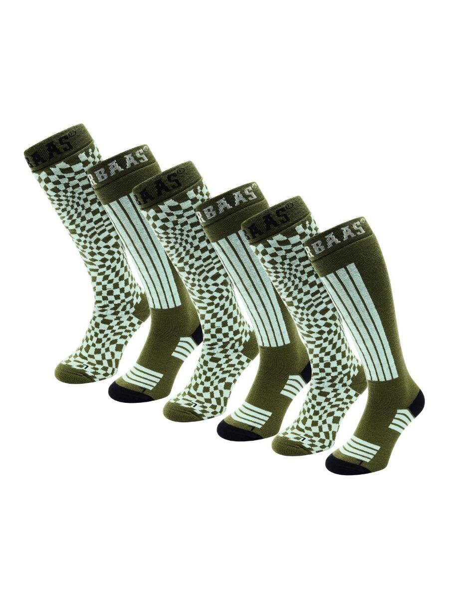 Skarpety narciarskie - unisex - 6 par - oliwkowo-zielone