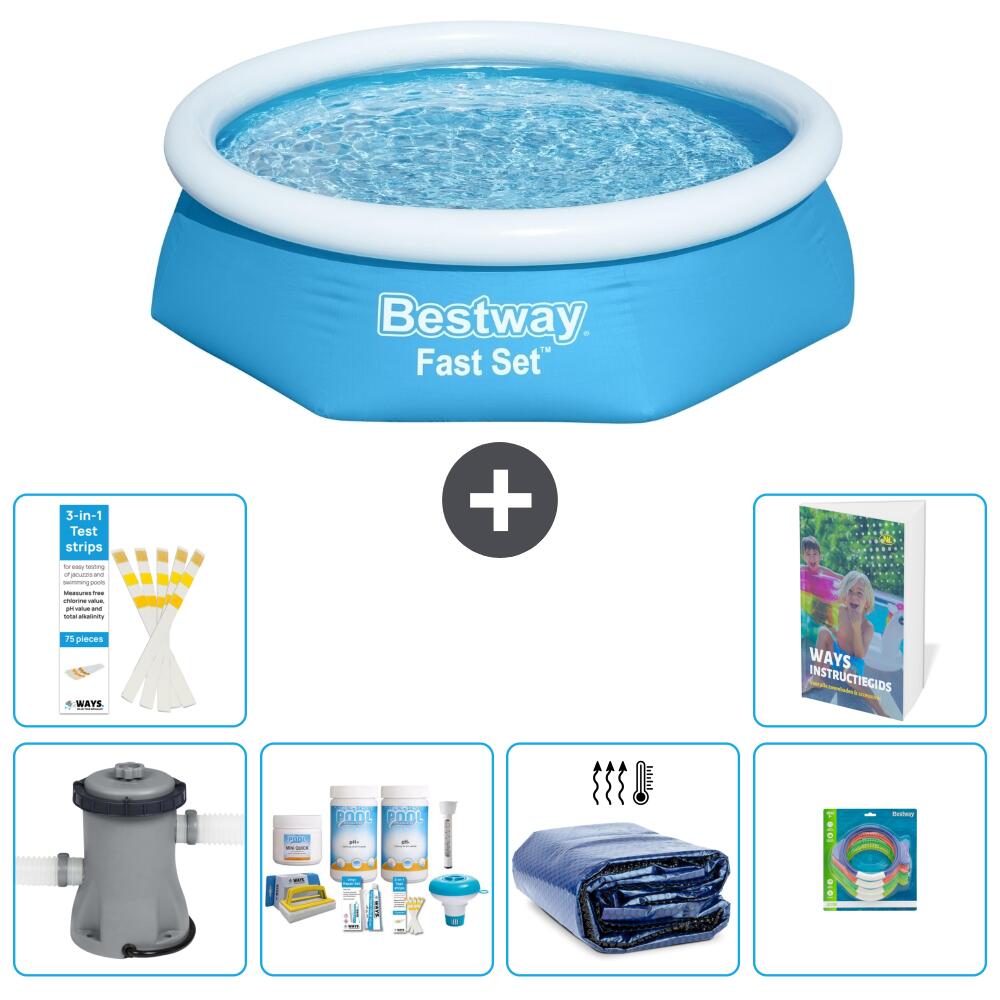 BESTWAY Basen Fast Set Okrągły - 244x61 cm - 7-częściowy S282