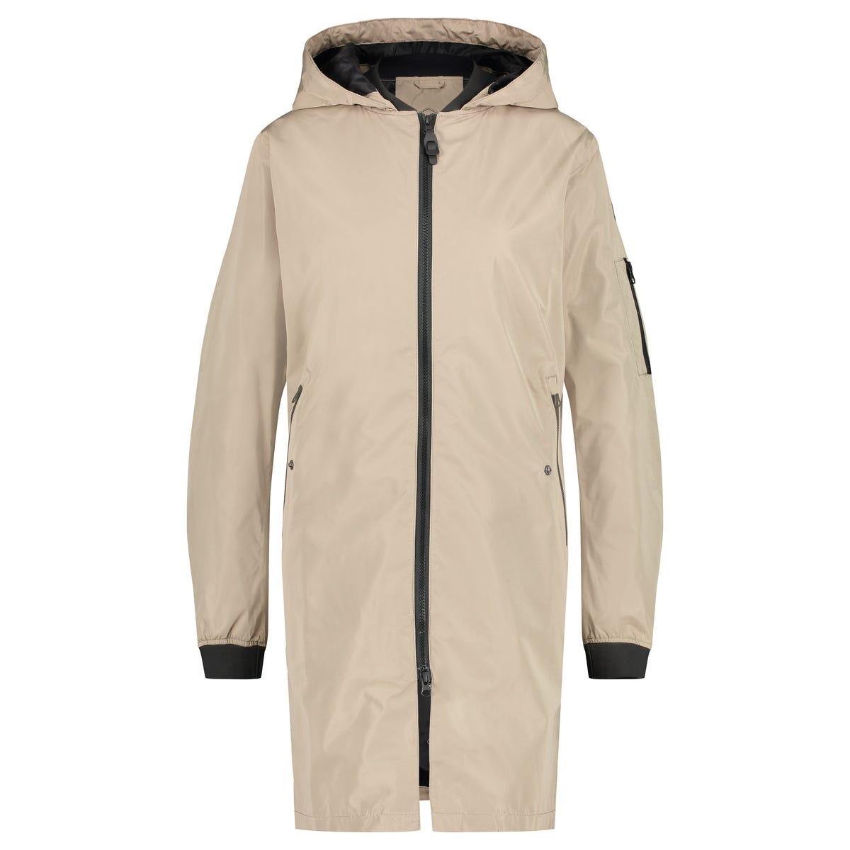 Long Bomber Rain Jacket Women Cement