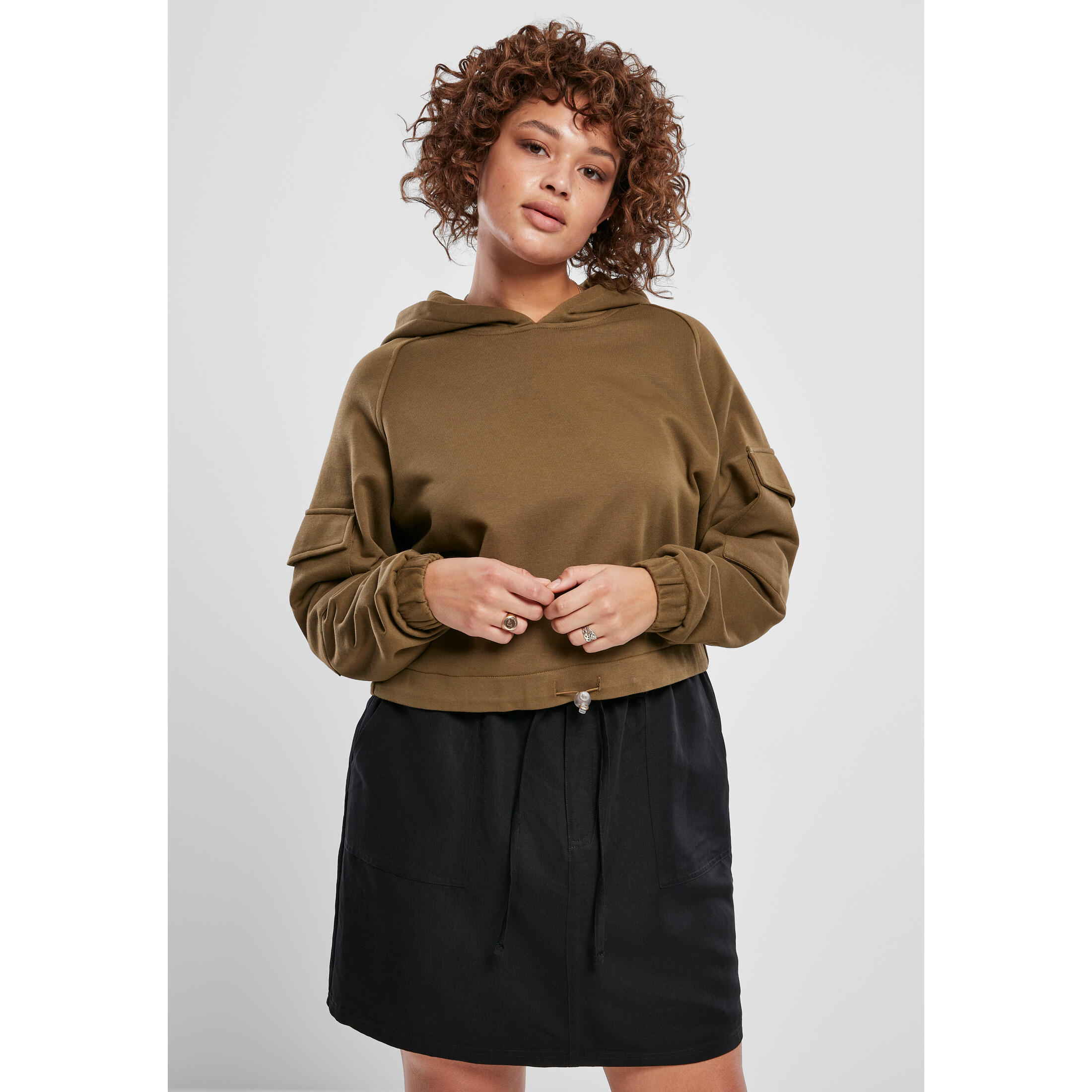 Damska bluza z kapturem Urban Classics Szorty worker (duże rozmiary)