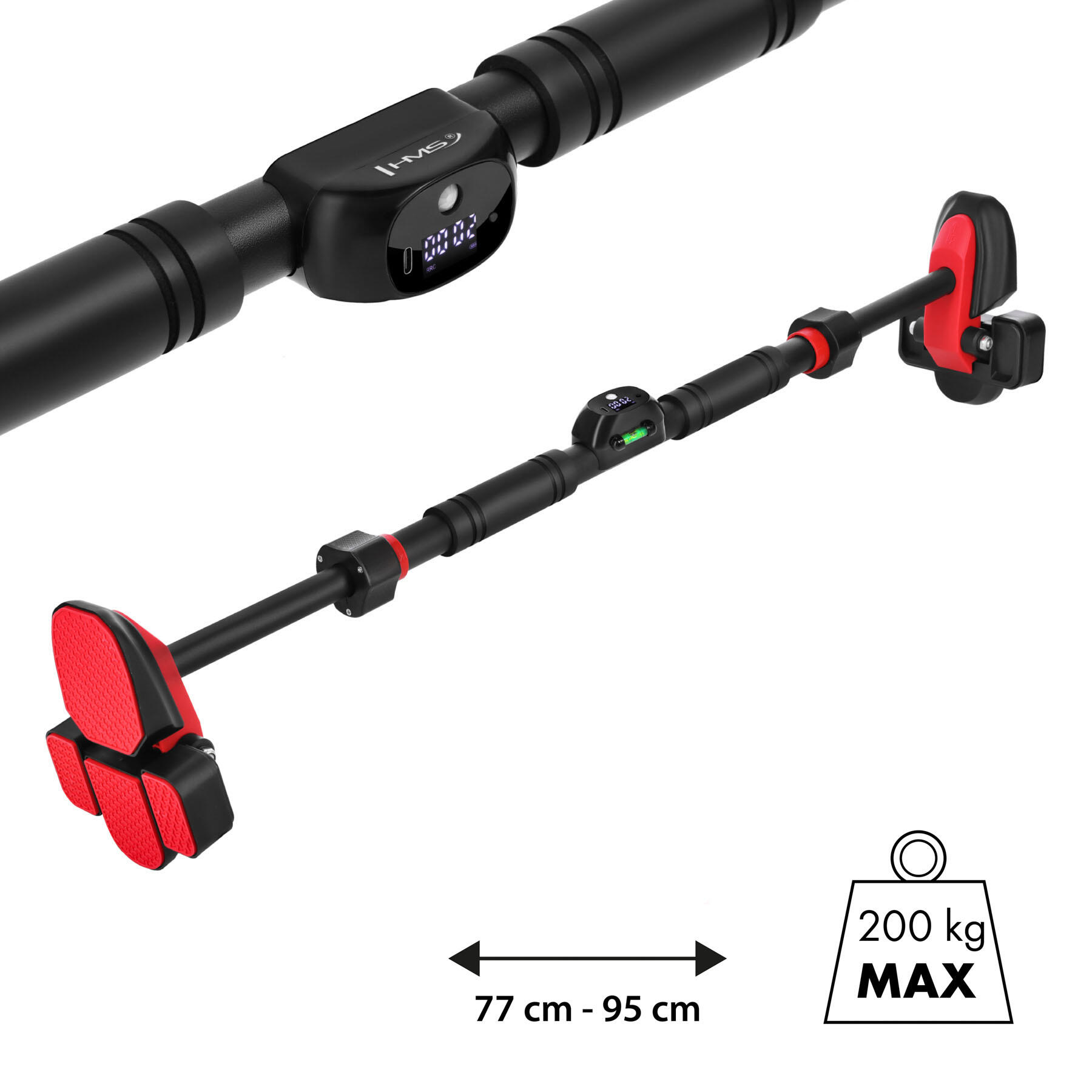 Drążek do podciągania bez wiercenia z licznikiem HMS DD500 77–95 cm