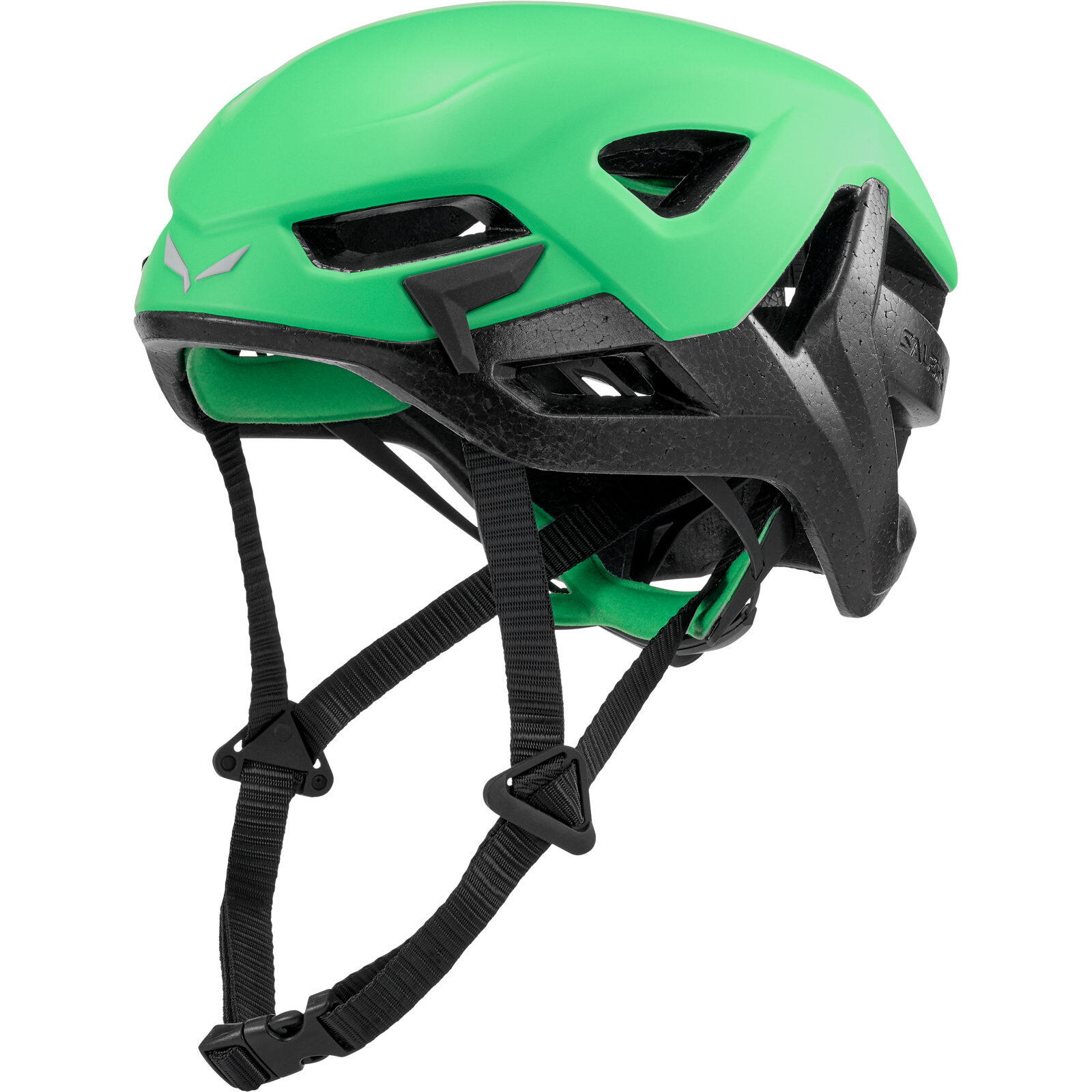 Kask wspinaczkowy Aria marki SALEWA z charakterystycznym zielonym kolorem
