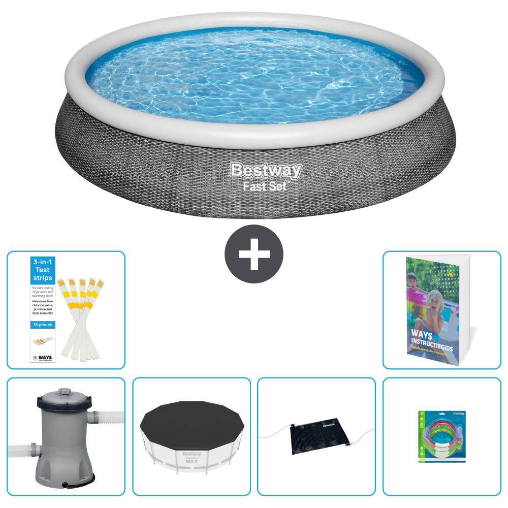 BESTWAY Basen Fast Set Okrągły - 396x84 cm - 7-częściowy S211