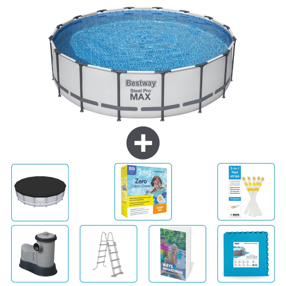 BESTWAY Basen Steel Pro MAX Okrągły - 488x122 cm - 8-częściowy S566