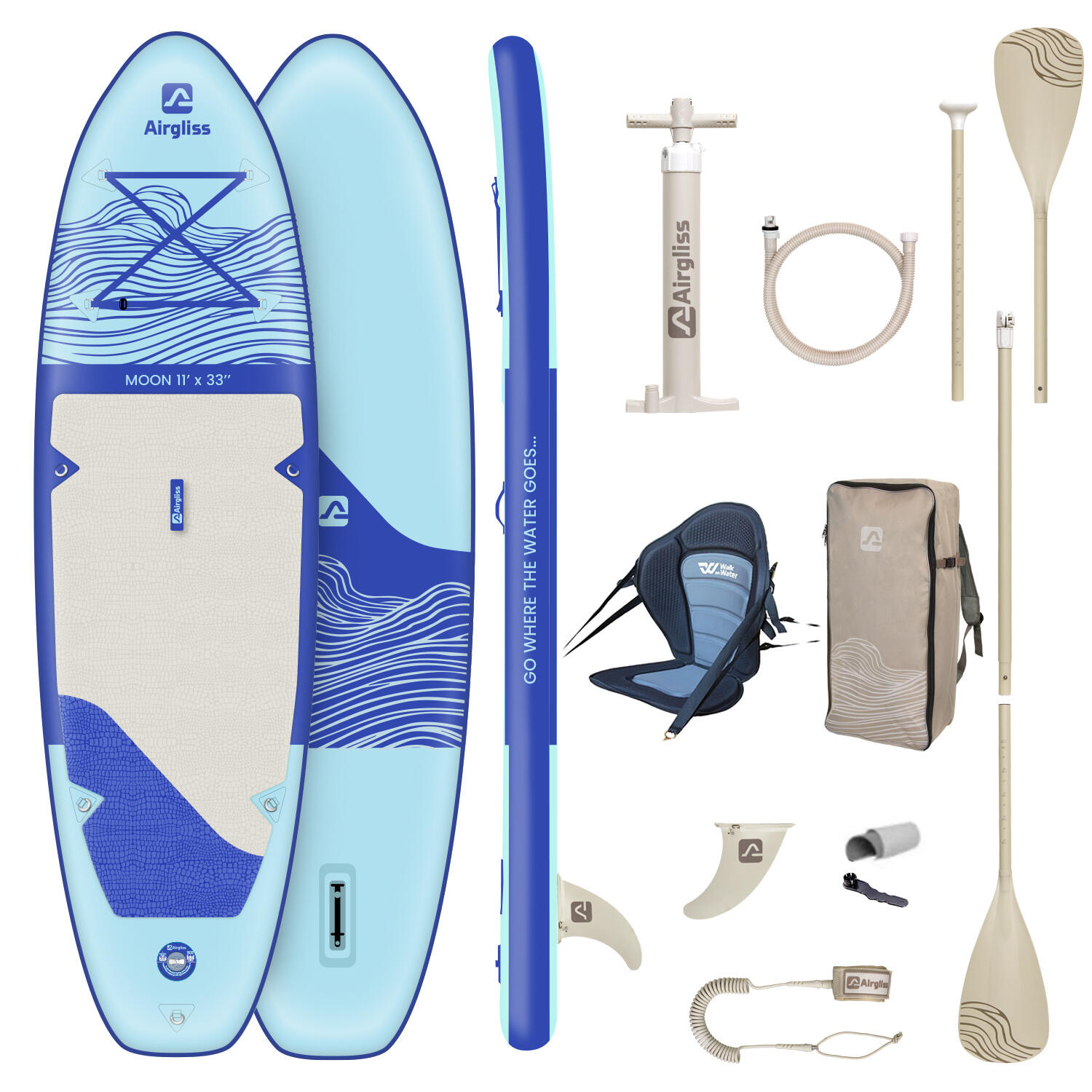 Deska SUP 2w1 Airgliss Moon 11' SUP/Kajak + akcesoria 170 kg