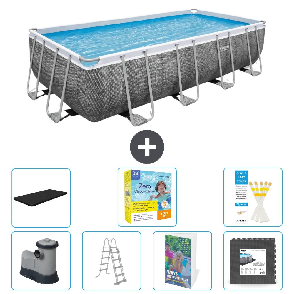 BESTWAY Basen Power Steel Prostokątny - 549x274x122 cm - 8-częściowy S607