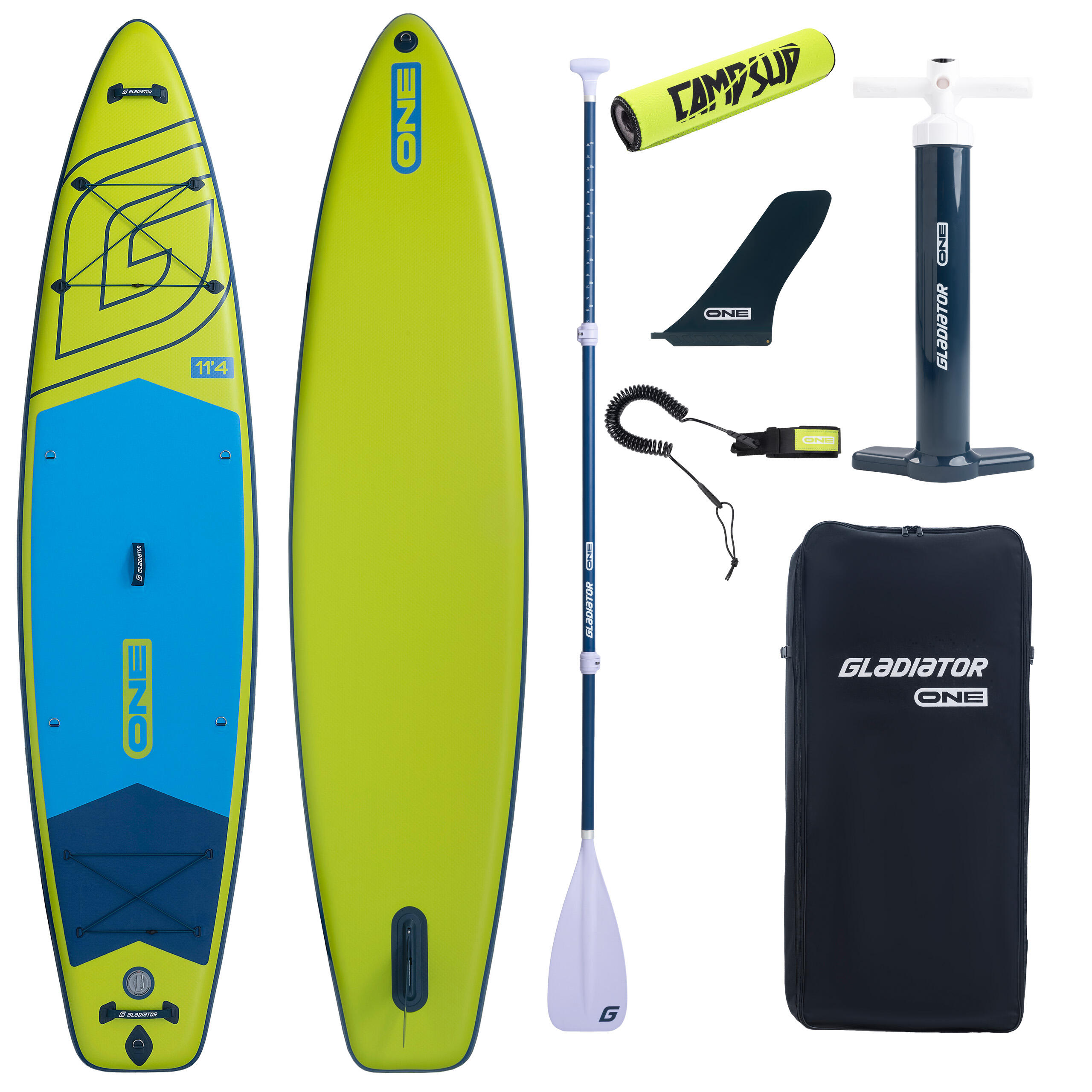 Deska SUP Pompowana Gladiator ONE 11'4 Touring Lime 2026 + Bojka Zielona