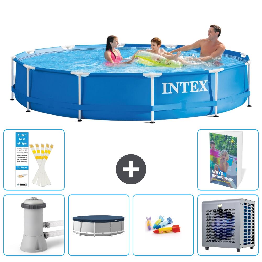 INTEX Basen ze stelażem Okrągły - 366x76 cm - 7-częściowy S187