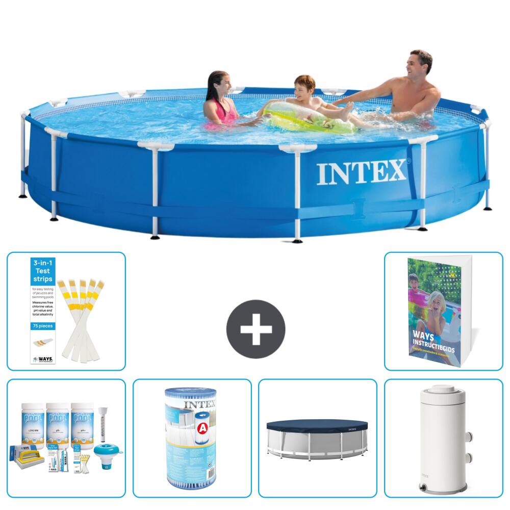INTEX Basen ze stelażem Okrągły - 366x76 cm - 7-częściowy S147