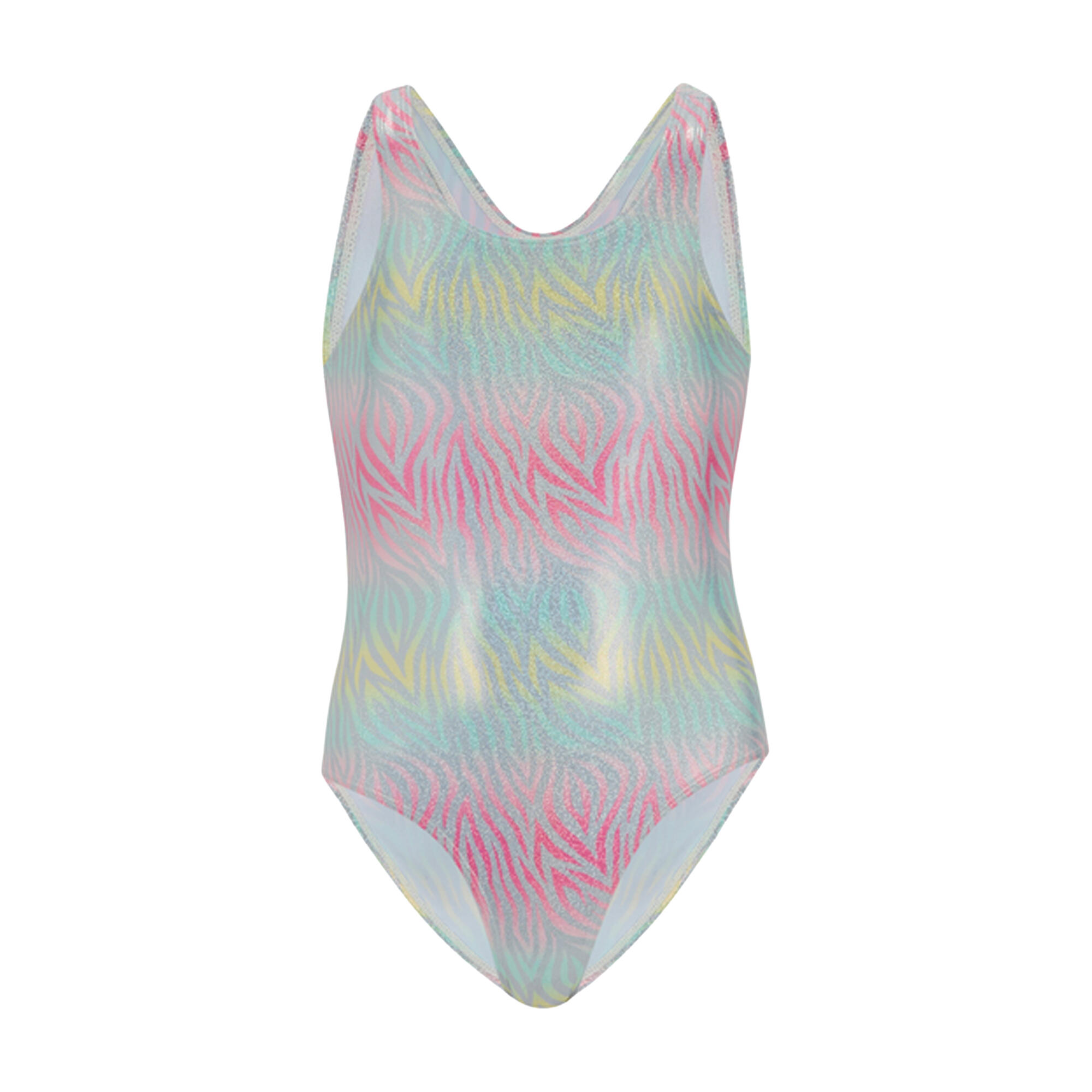 Dziewczęcy Jednoczęściowy Kostium Kąpielowy Katrisse Zebra Print Metallic