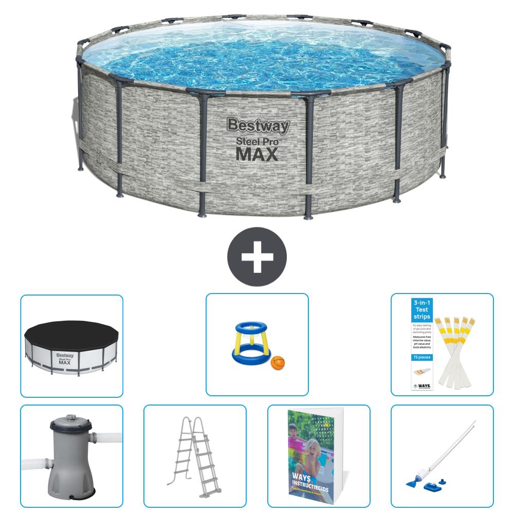 BESTWAY Basen Steel Pro MAX Okrągły - 427x122 cm - 8-częściowy S590