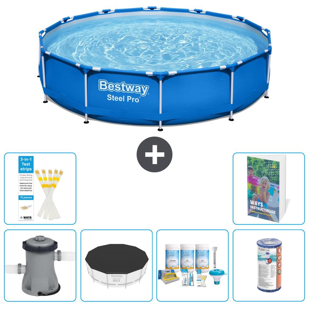 BESTWAY Basen Steel Pro Okrągły - 366x76 cm - 7-częściowy S208