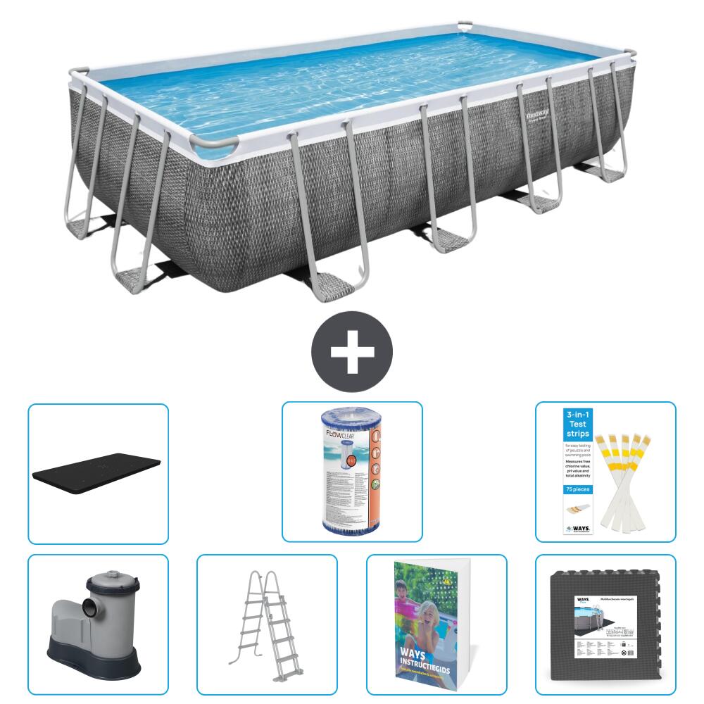 BESTWAY Basen Power Steel Prostokątny - 549x274x122 cm - 8-częściowy S563