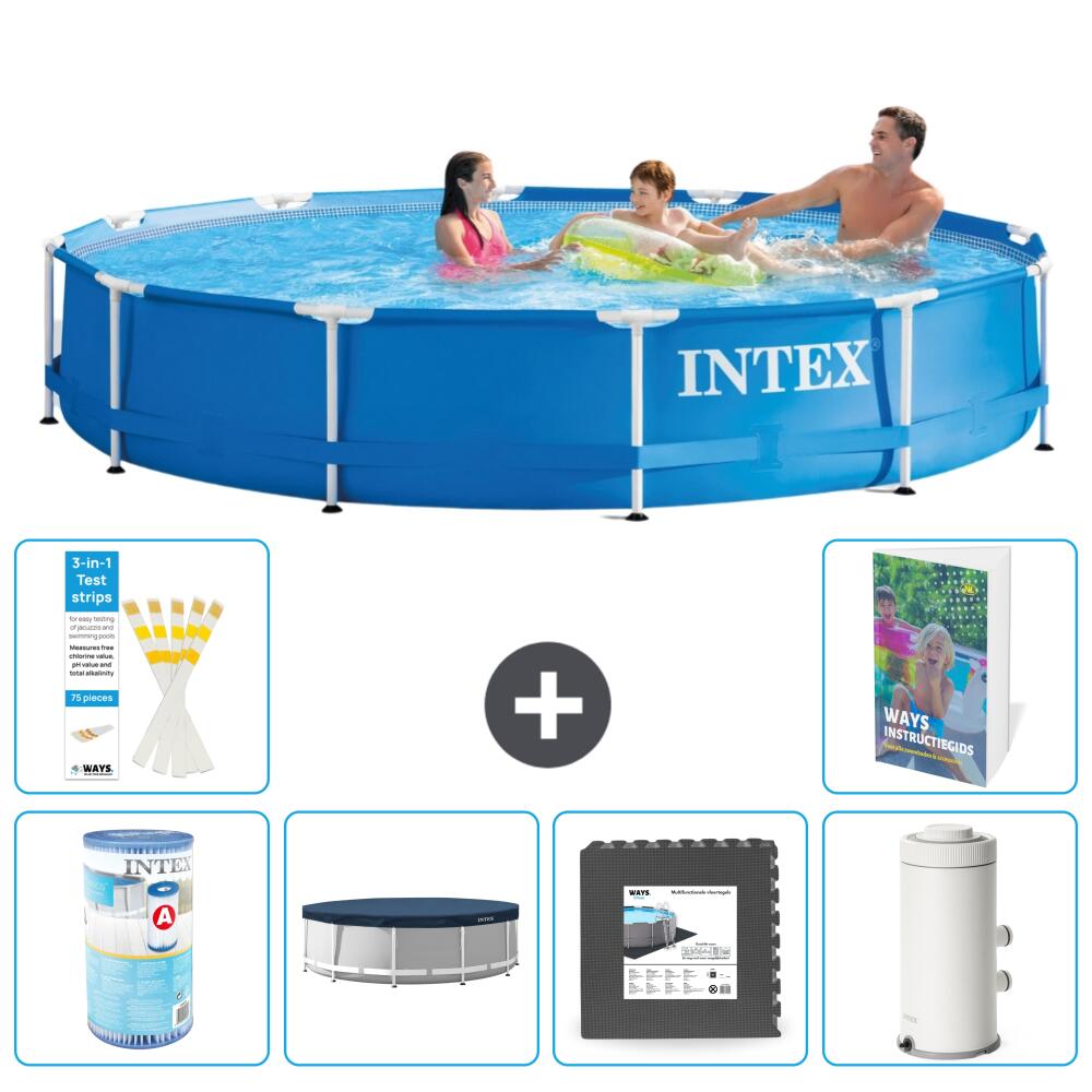 INTEX Basen ze stelażem Okrągły - 366x76 cm - 7-częściowy S142