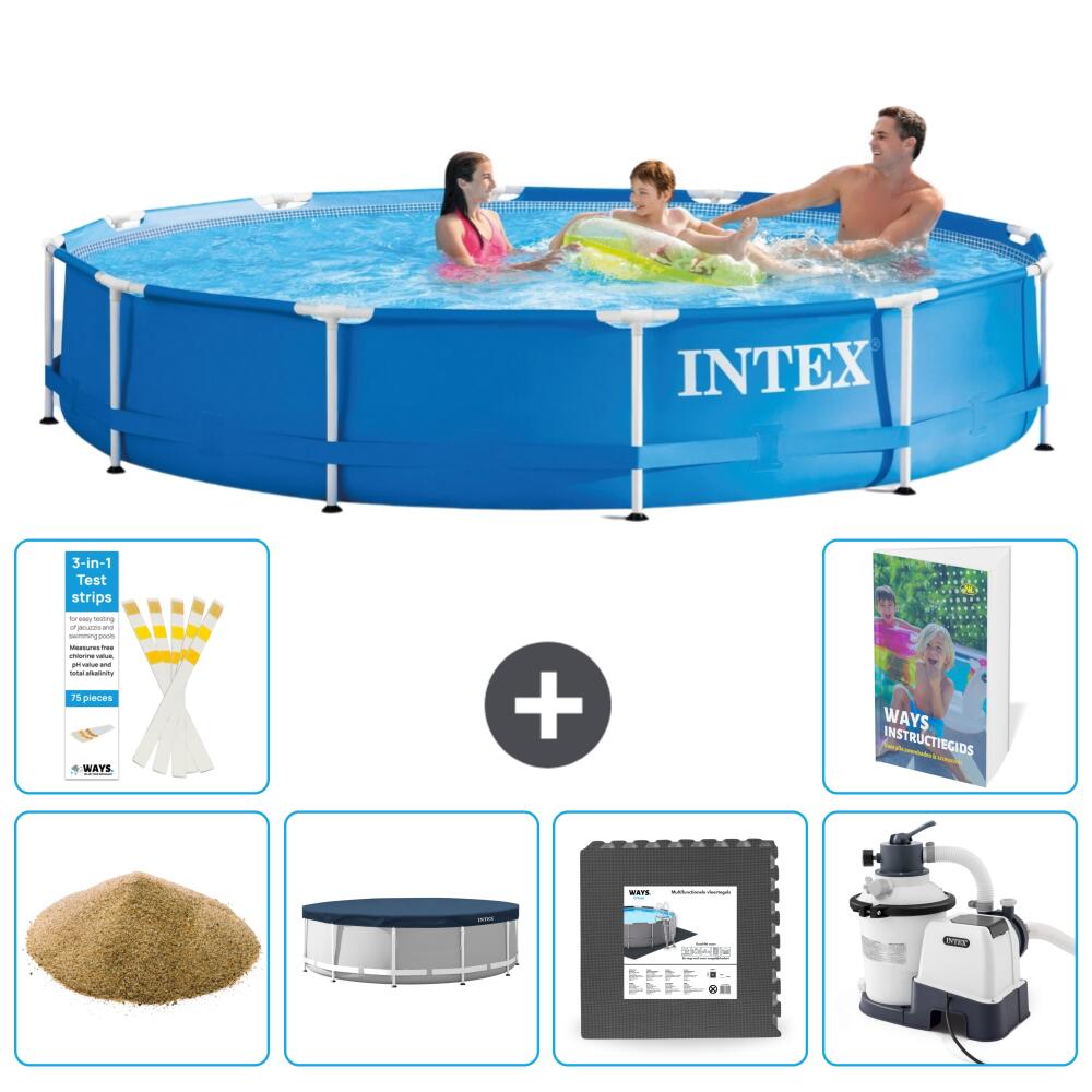 INTEX Basen ze stelażem Okrągły - 366x76 cm - 7-częściowy S6