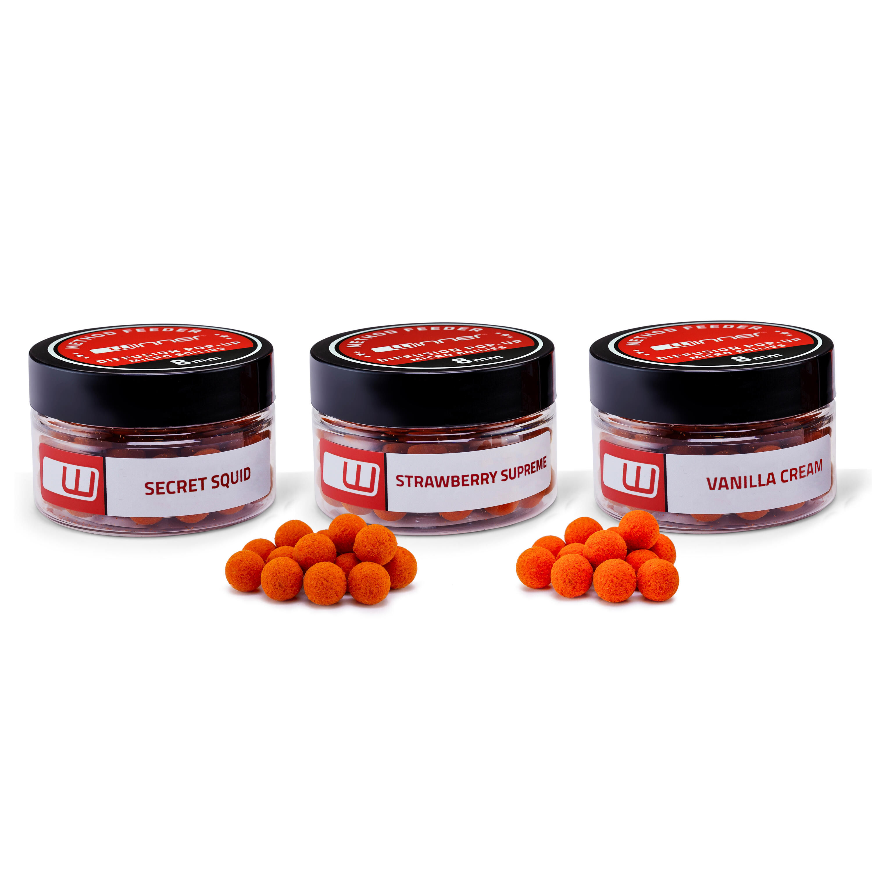 Przynęty do metody Diffusion Micro Boilies 8mm/20g Zestaw 3 sztuki Mix