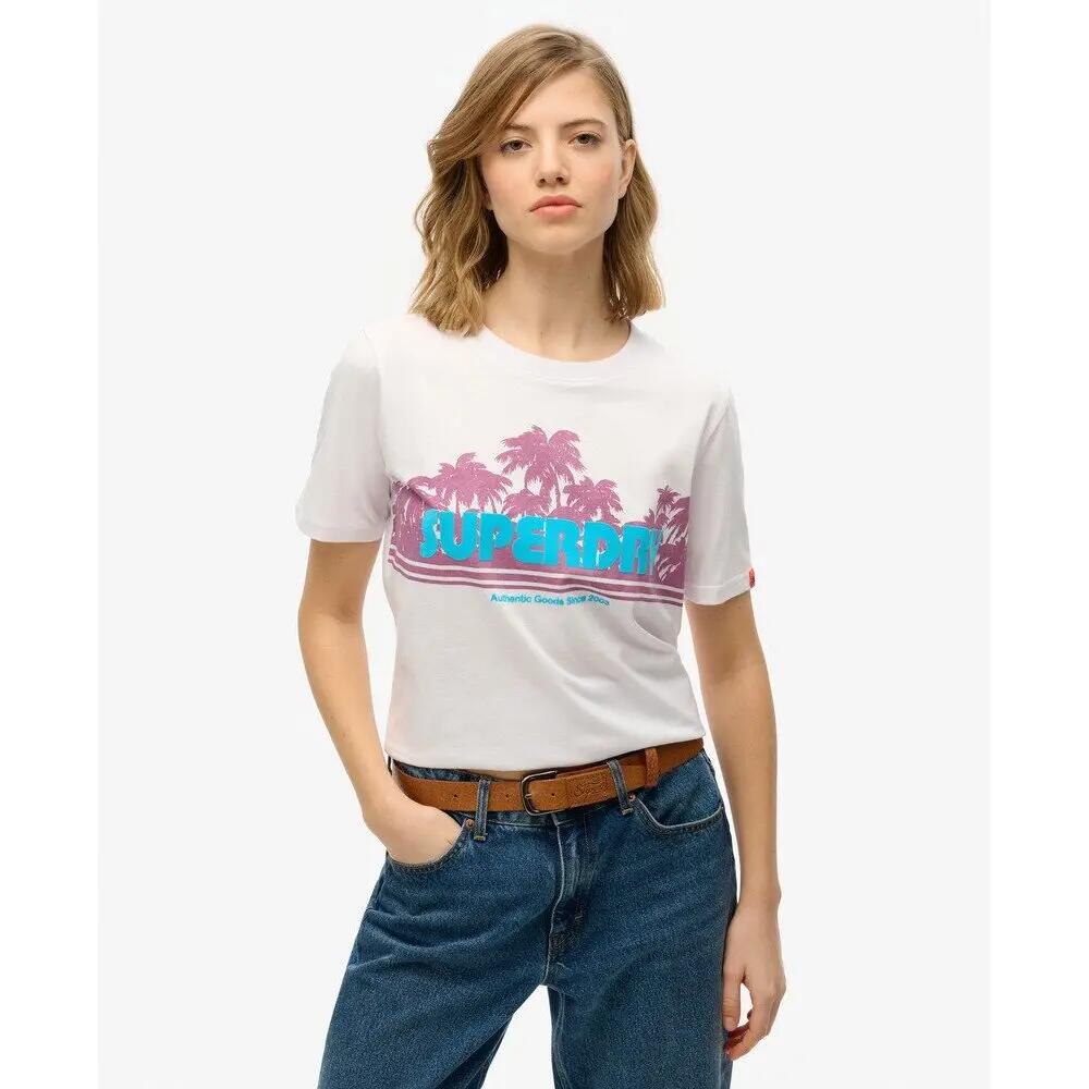 T-shirt casual w paski dla kobiet Superdry