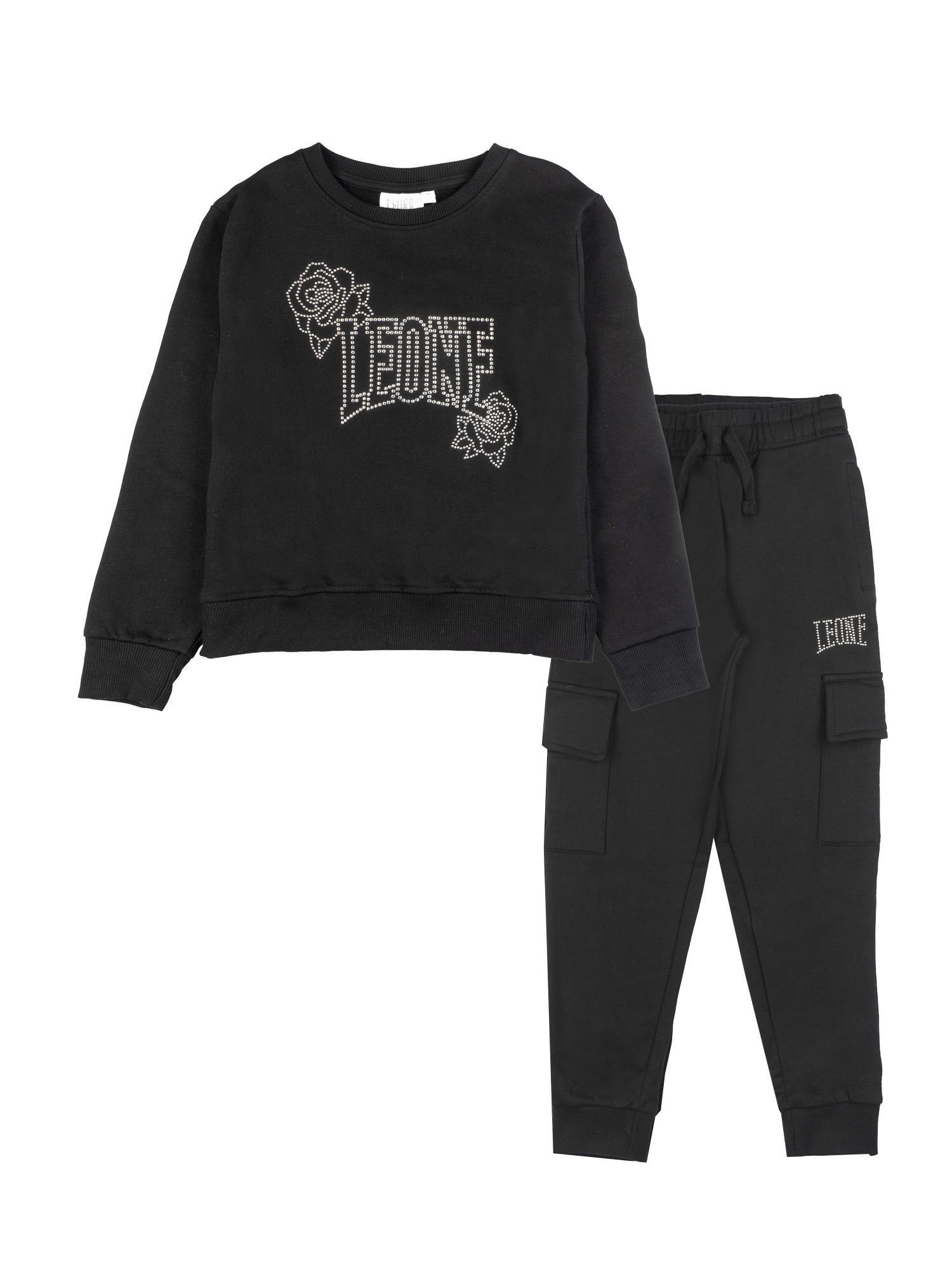 Leone 1947 Nature Mädchen Winter-Trainingsanzug mit Rundhalsausschnitt Cargohose