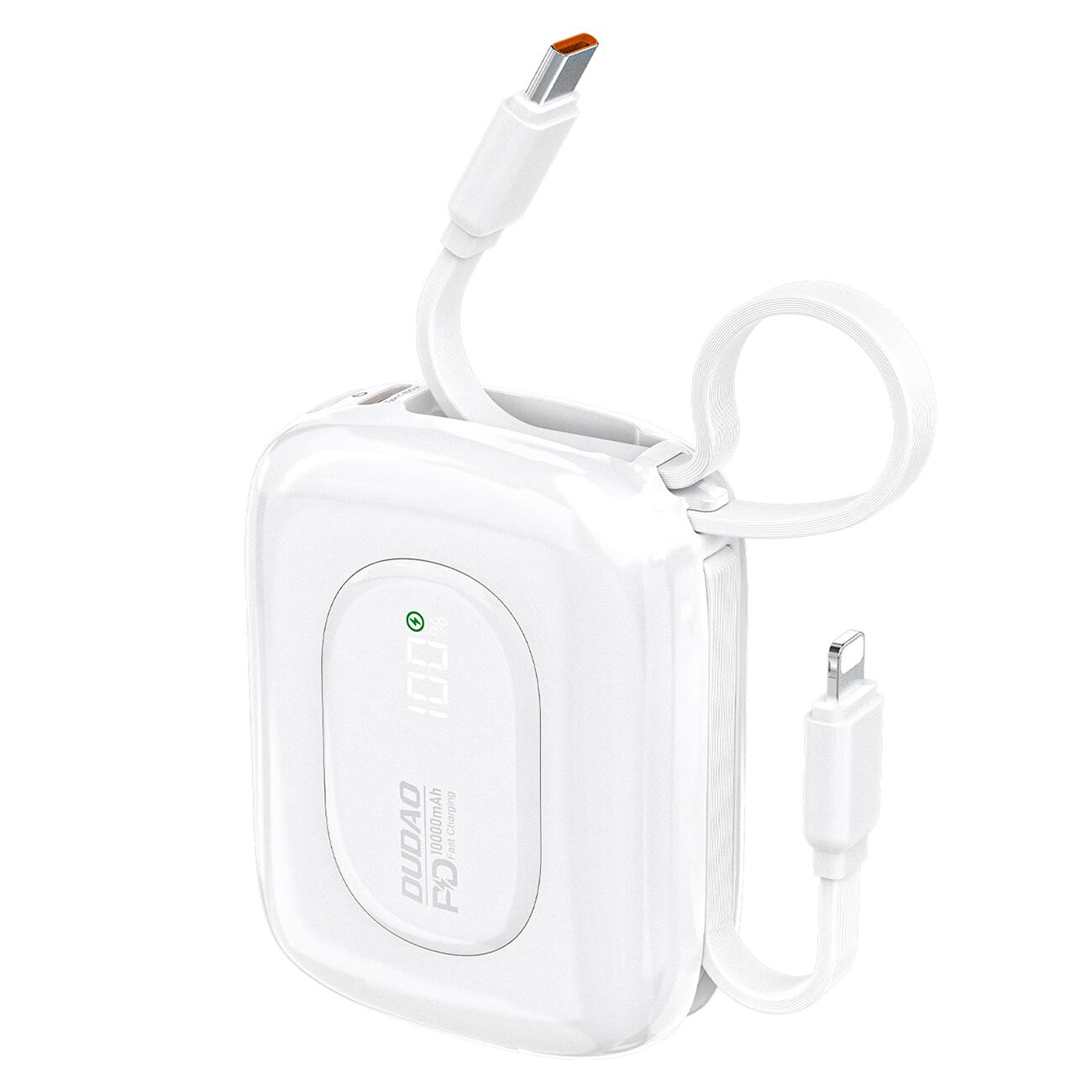 Powerbank Dudao k32 22 5W 10000 mAh z wbudowanym kablem usb-c/lightning