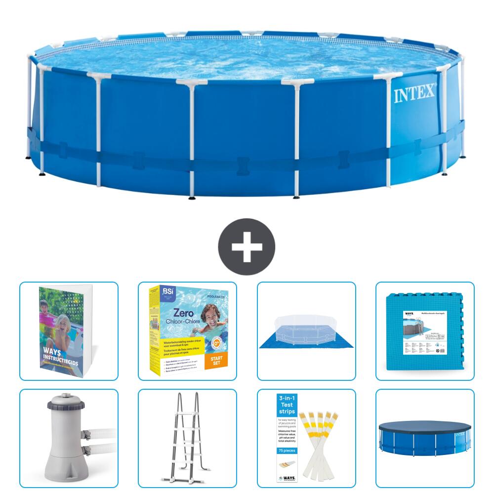 INTEX Basen ze stelażem Okrągły - 457x122 cm - 9-częściowy S566