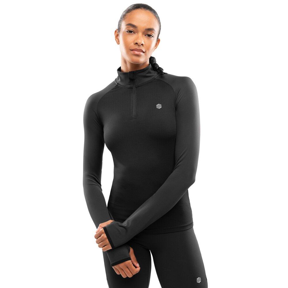 Damska bluza do biegania z suwakiem pod szyją Fitness Siroko Center Black