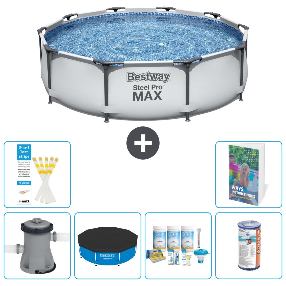 BESTWAY Basen Steel Pro MAX Okrągły - 305x76 cm - 7-częściowy S208