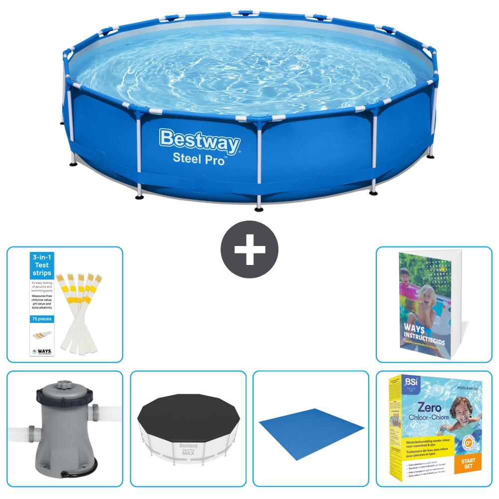 BESTWAY Basen Steel Pro Okrągły - 366x76 cm - 7-częściowy S198