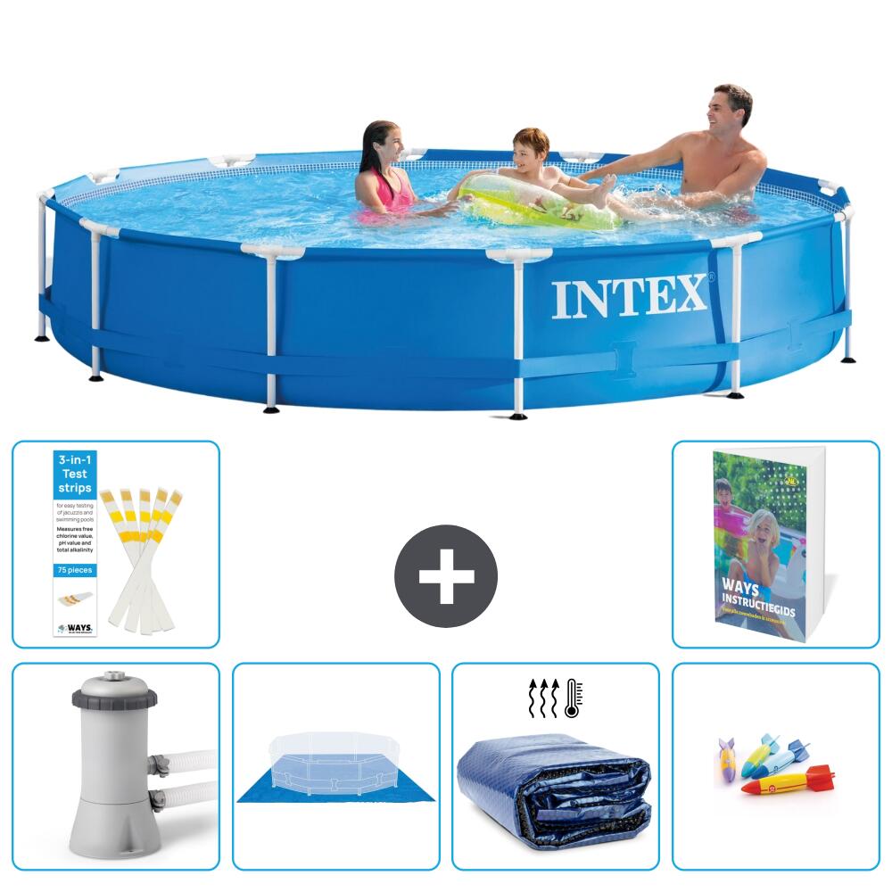 INTEX Basen ze stelażem Okrągły - 366x76 cm - 7-częściowy S220