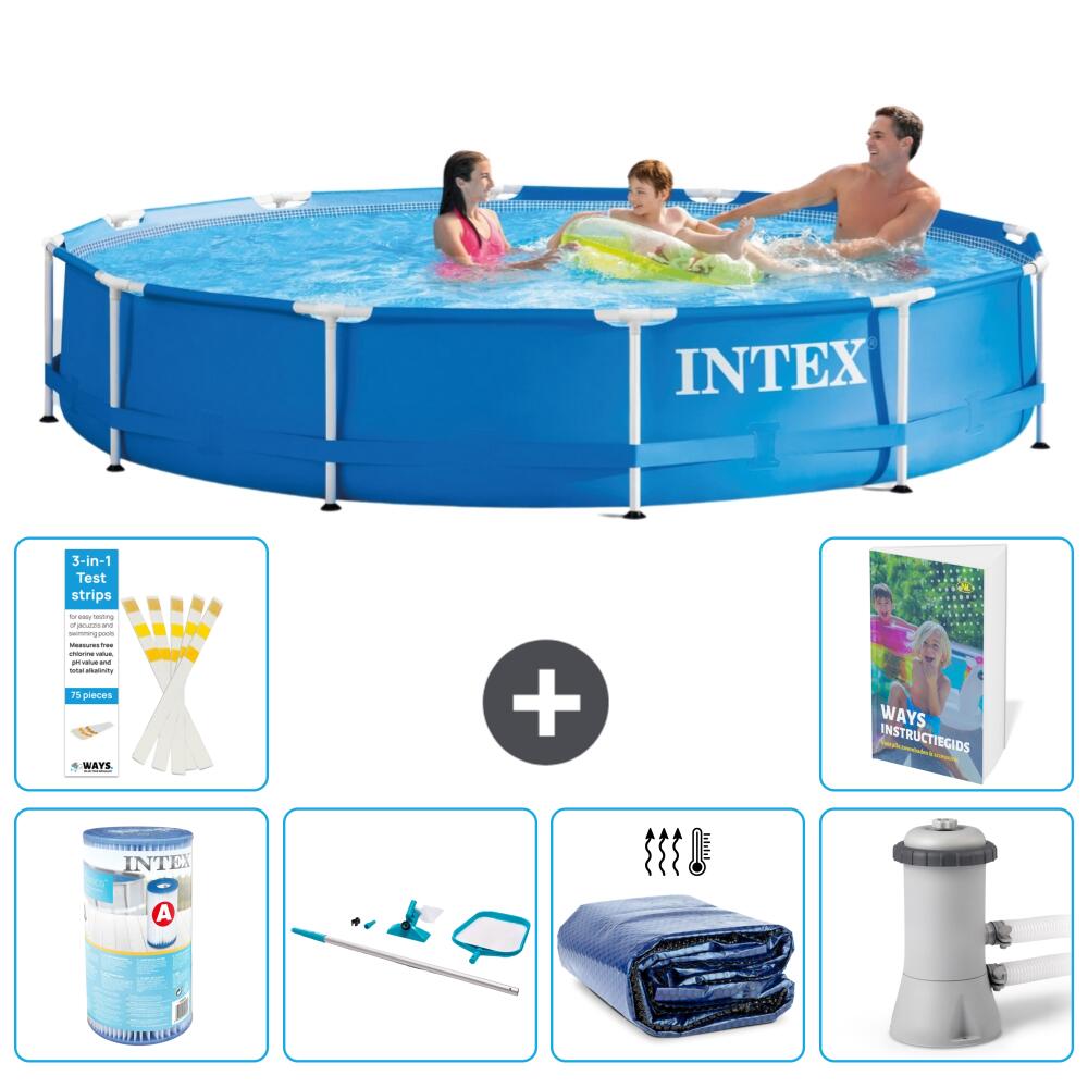 INTEX Basen ze stelażem Okrągły - 366x76 cm - 7-częściowy S20
