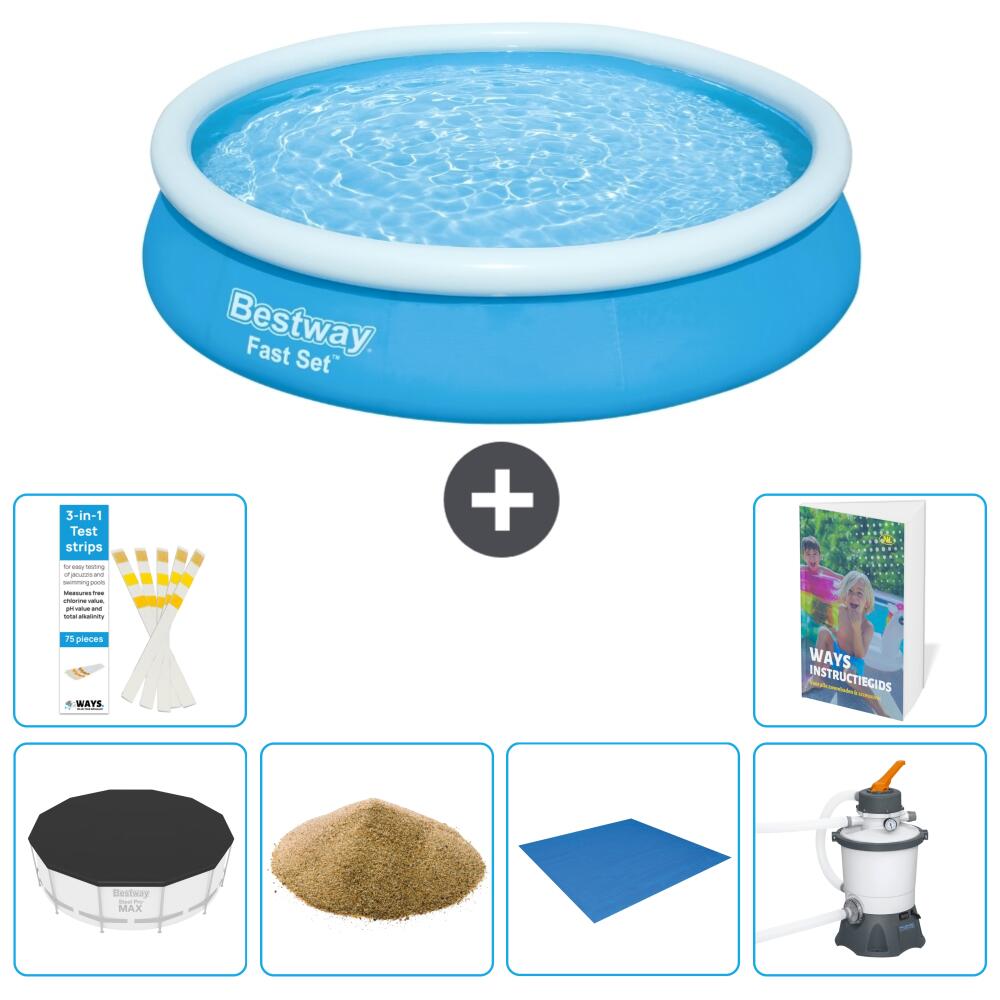 BESTWAY Basen Fast Set Okrągły - 366x76 cm - 7-częściowy S158