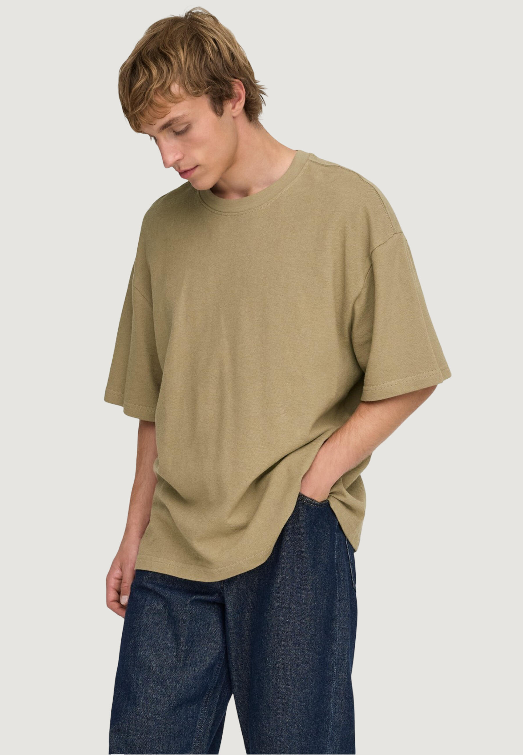 Koszulka crop top Mężczyzna ONLY & SONS Onslenny Ovz Ss Strct Tee Noos