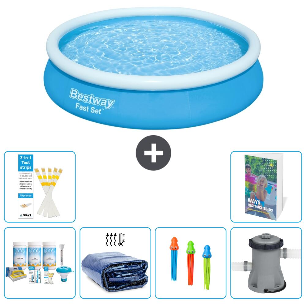 BESTWAY Basen Fast Set Okrągły - 366x76 cm - 7-częściowy S108