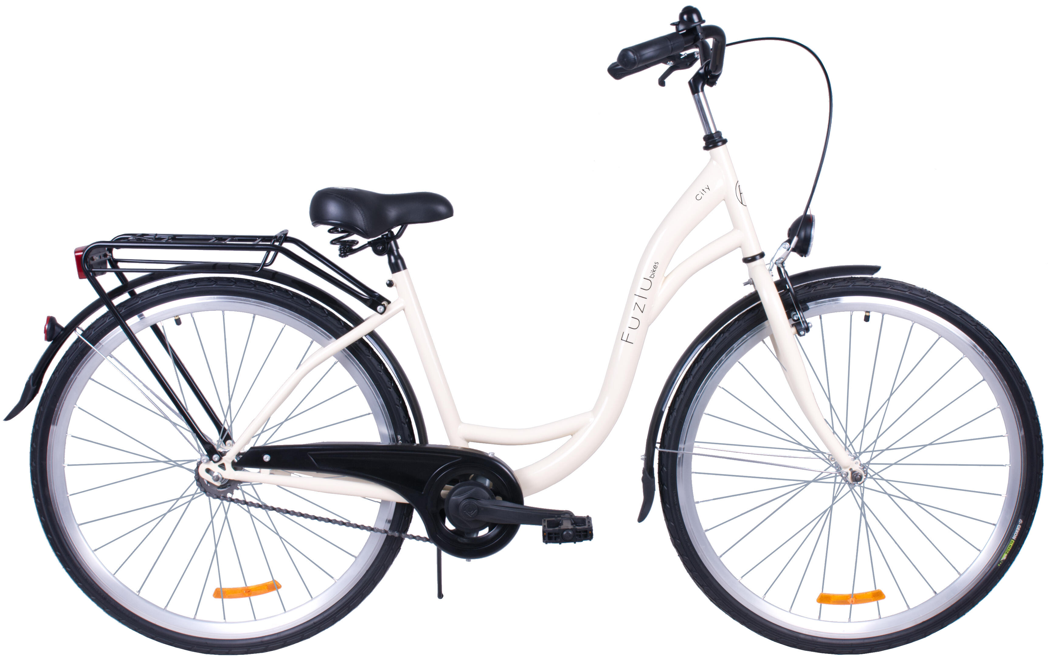Rower miejski 28 Fuzlu City S1 kremowo-czarny