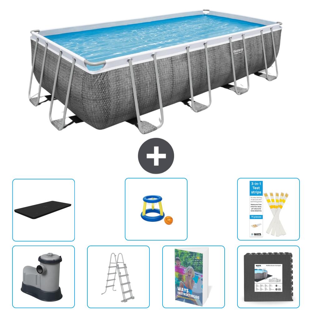 BESTWAY Basen Power Steel Prostokątny - 549x274x122 cm - 8-częściowy S525