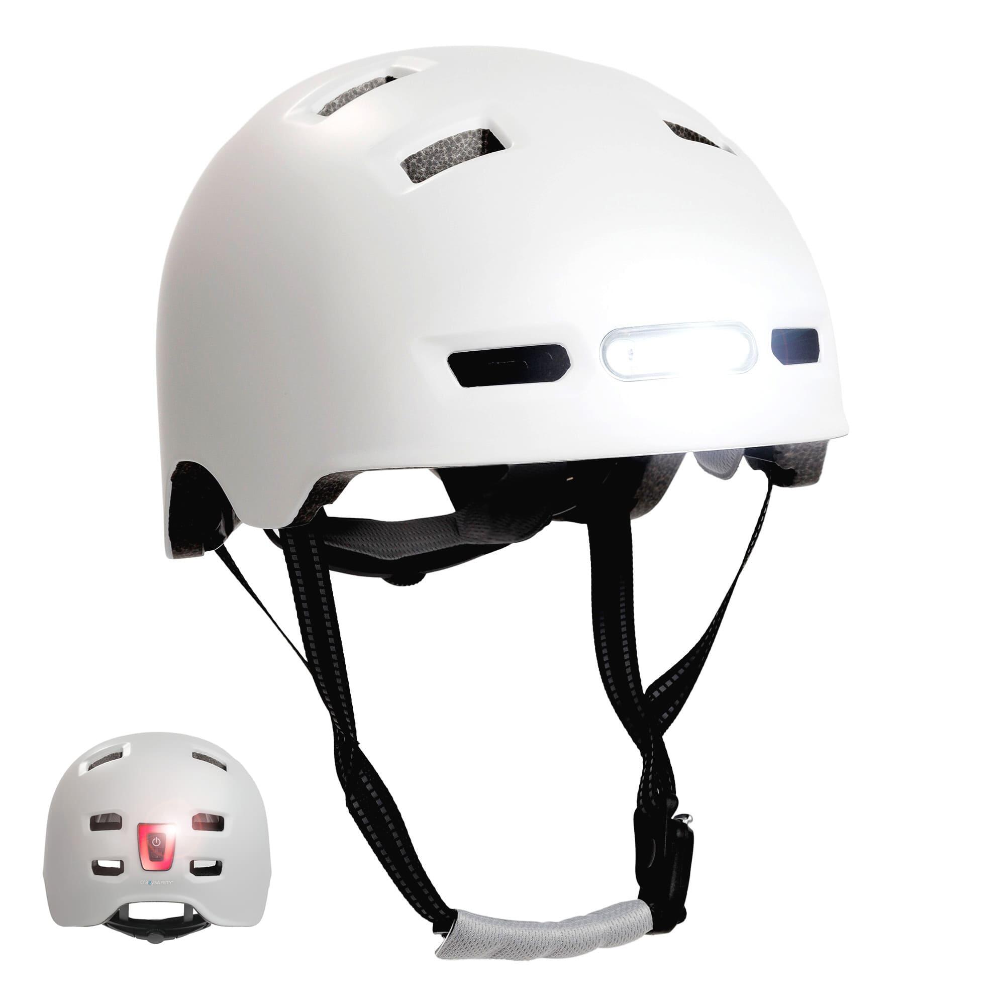 Kask Rowerowy Skater z Oświetleniem Przednim i Tylnym |Biały M 54-57cm |EN1078