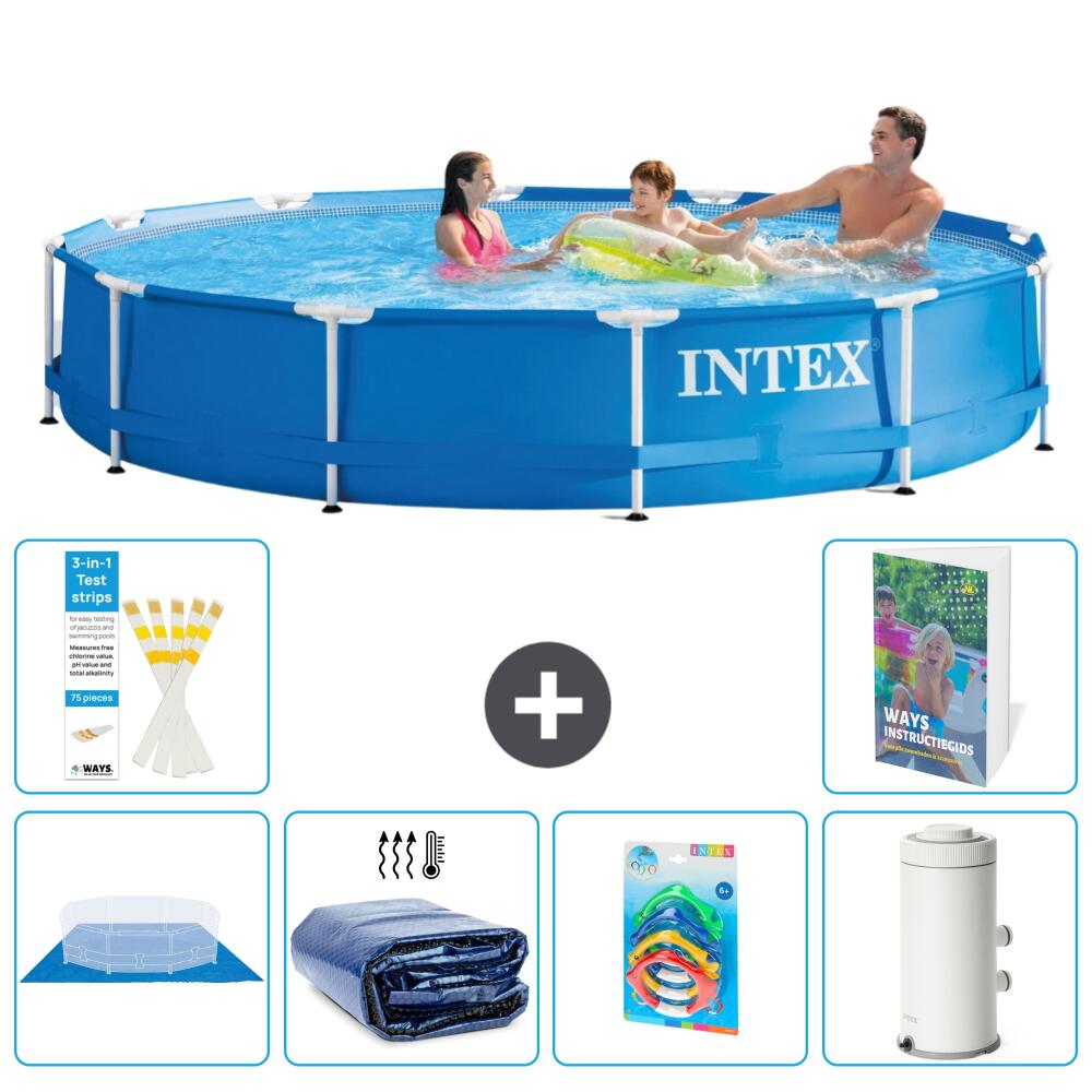INTEX Basen ze stelażem Okrągły - 366x76 cm - 7-częściowy S123