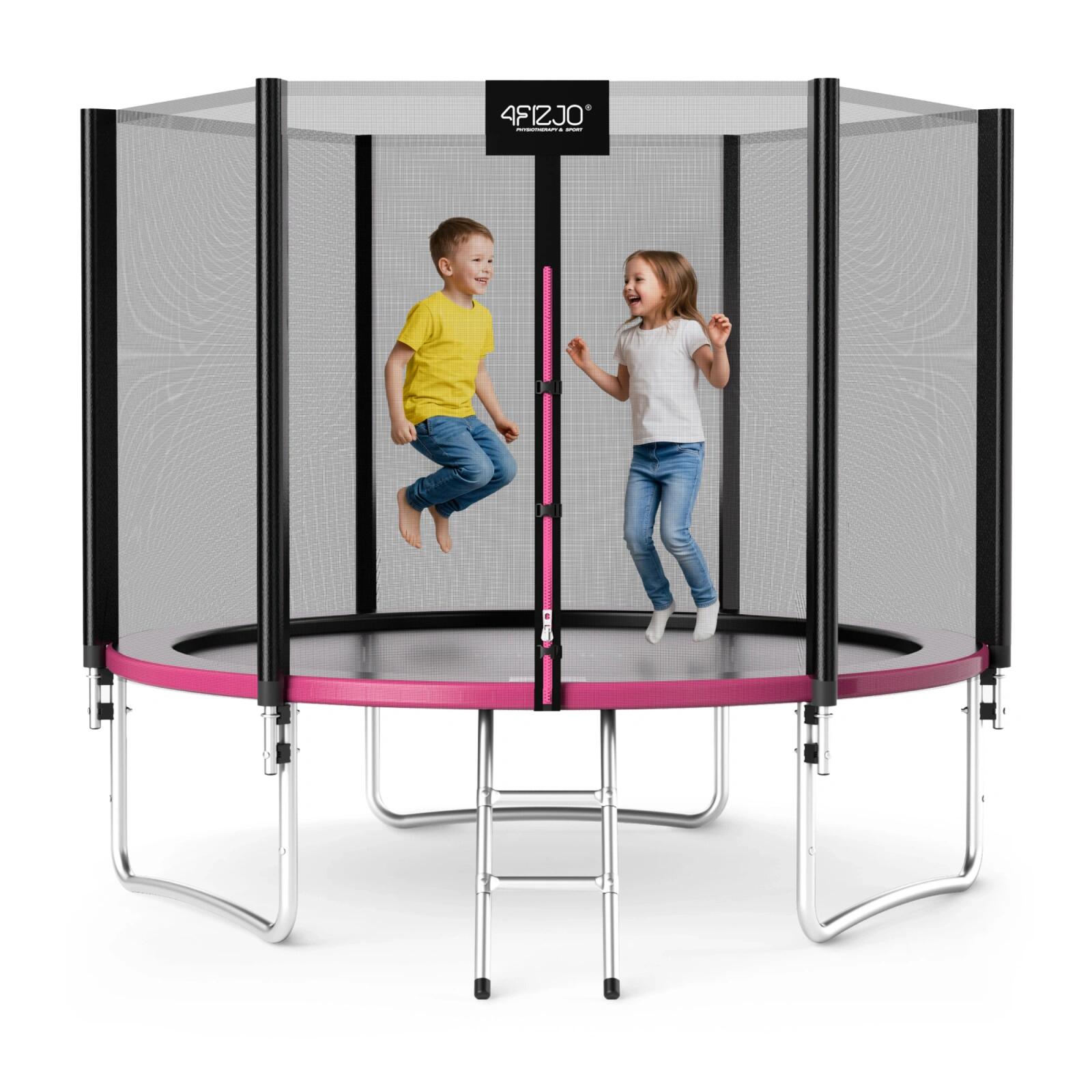 Trampolina ogrodowa dla dzieci do skakania 4FIZJO CLASSIC 312cm 10FT różowa