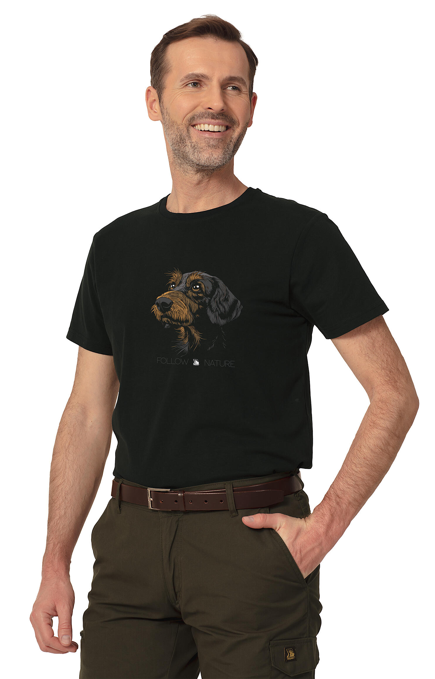 T-shirt myśliwski męski Tagart FNT Jamnik Black z nadrukiem
