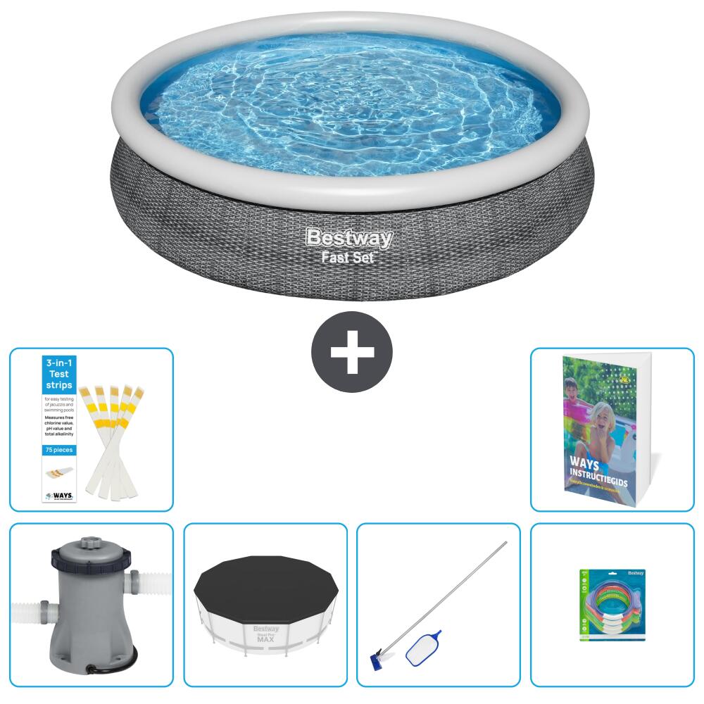 BESTWAY Basen Fast Set Okrągły - 366x76 cm - 7-częściowy S299