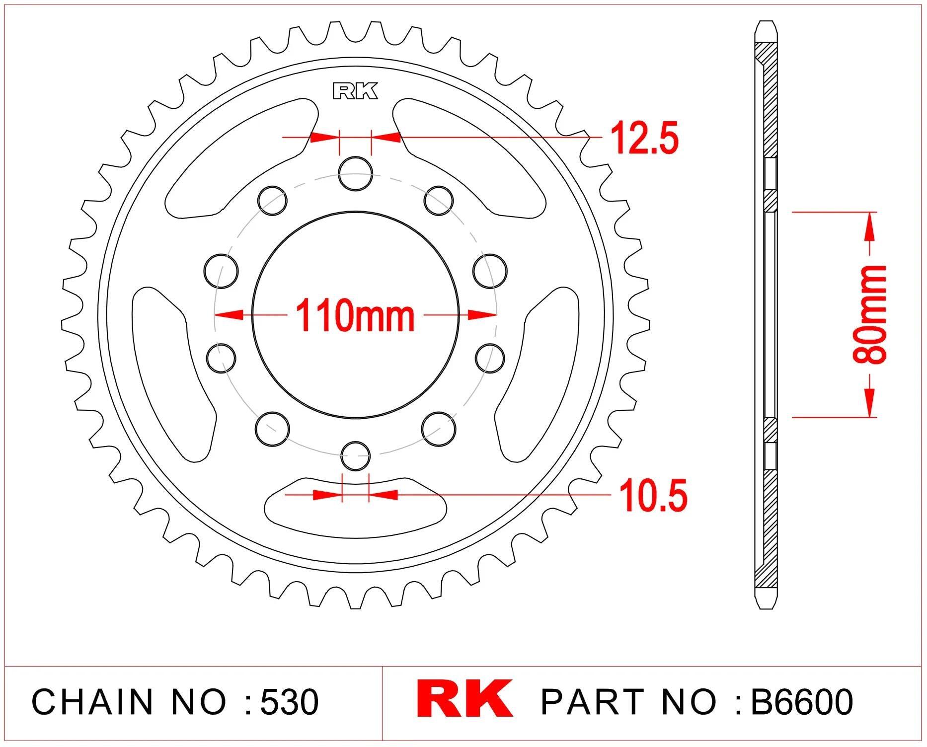 Zębatka RK 530 42 zęby Stal Srebrna