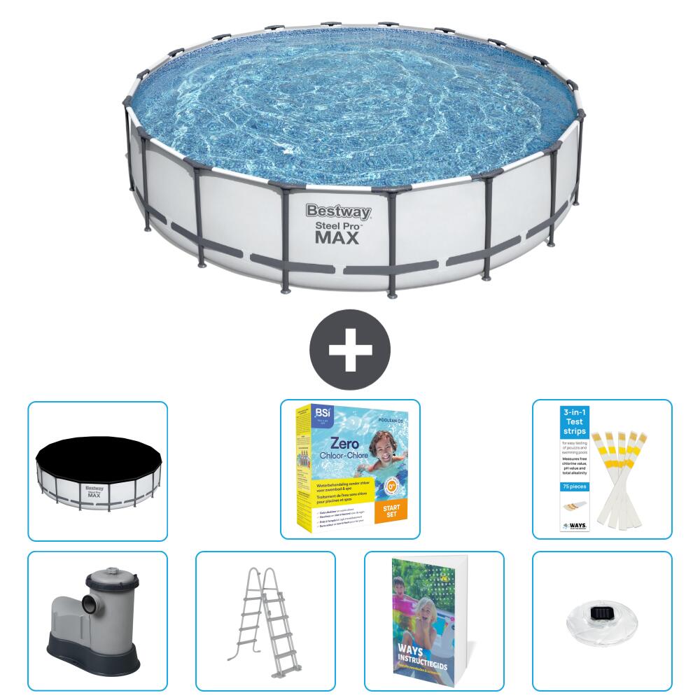 BESTWAY Basen Steel Pro MAX Okrągły - 549x122 cm - 8-częściowy S526