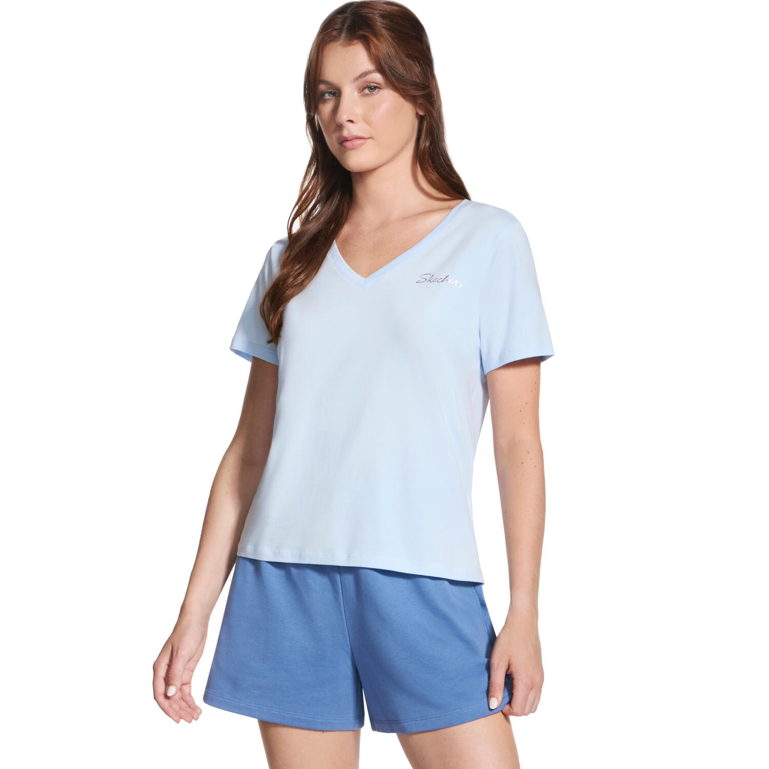 T-shirt sportowy z krótkim rękawem damski Signature V-Neck Tee